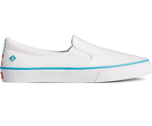 Sperry Crest Twin Gore Twisted Textile Slip On Sneakers White | QBA-163957